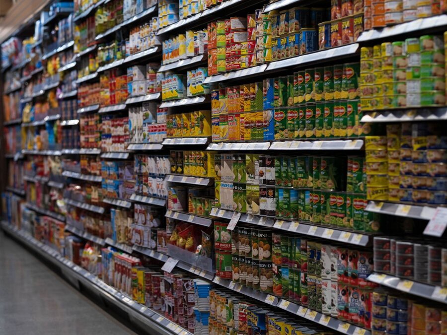 Retail aisle with consumer goods