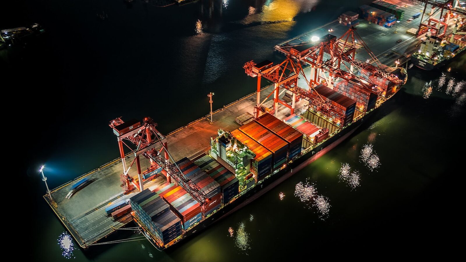 Port terminal operating at night